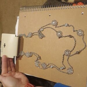 Mandala Silvertone Double Loop Necklace